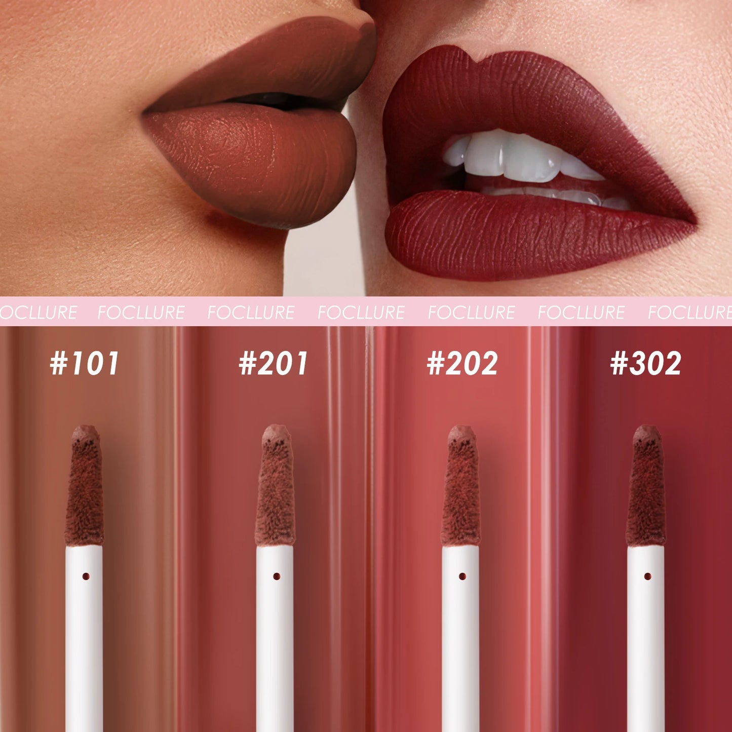 FOCALLURE Velvet Matte Lip Gloss Waterproof Long-lasting Moisturizing Lightweight High Pigment Liquid Lipstick Makeup Cosmetics