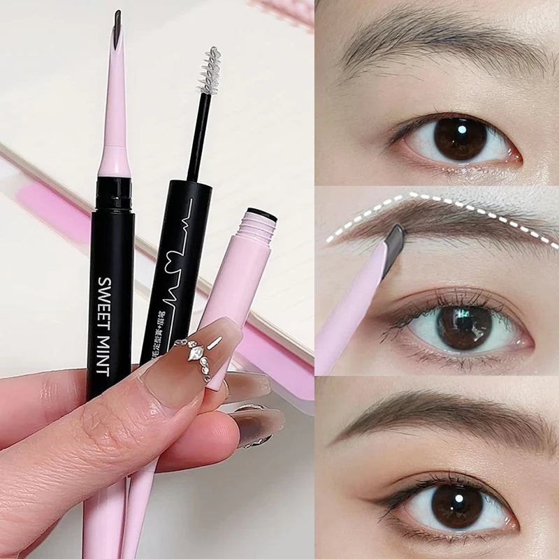 2 in 1 Eyebrows Gel Styling Eyebrow Pen Transparent Fixed Gel Brow Enhancers Long Lasting Non-Smudging Makeup Tools for Eyebrows