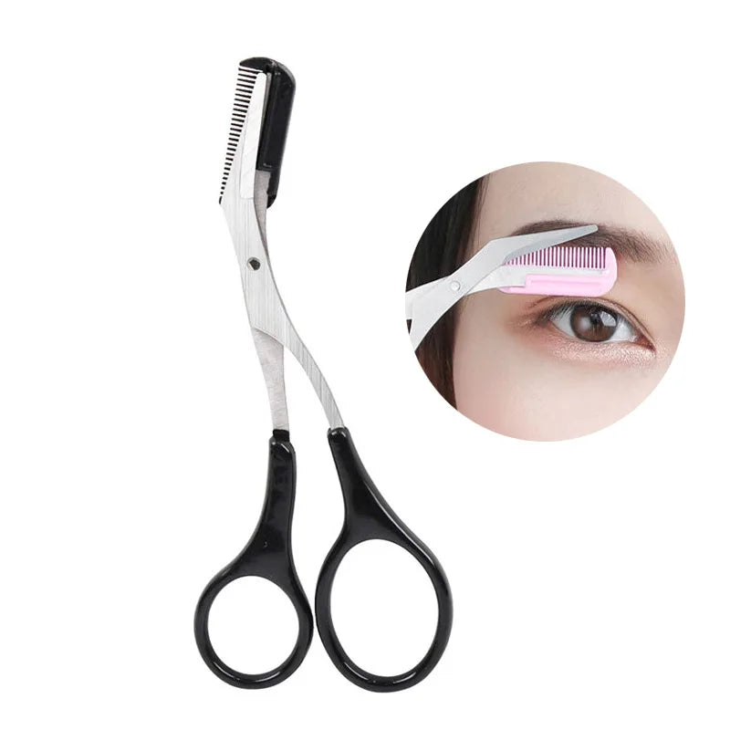 Eyebrow Trimmer Scissor with Comb Facial Hair Removal Grooming Shaping Shaver Removable Women Cosmetic Makeup Tools Accessories