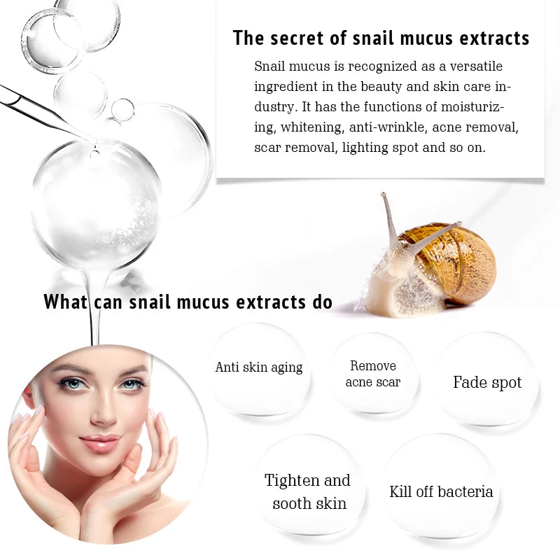 Snail Caviar Hyaluronic Acid Serum For Face Care Beauy Firming Hydrating Brightening Moisturizing Facial Serum Skin Care