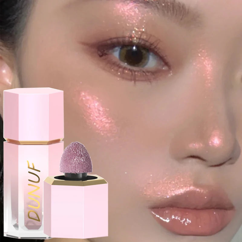 Waterproof Glitter Liquid Highlighter Gold Silver Brightening Face Body Sponge Stick Lasting Shiny High Glow Illuminator Makeup