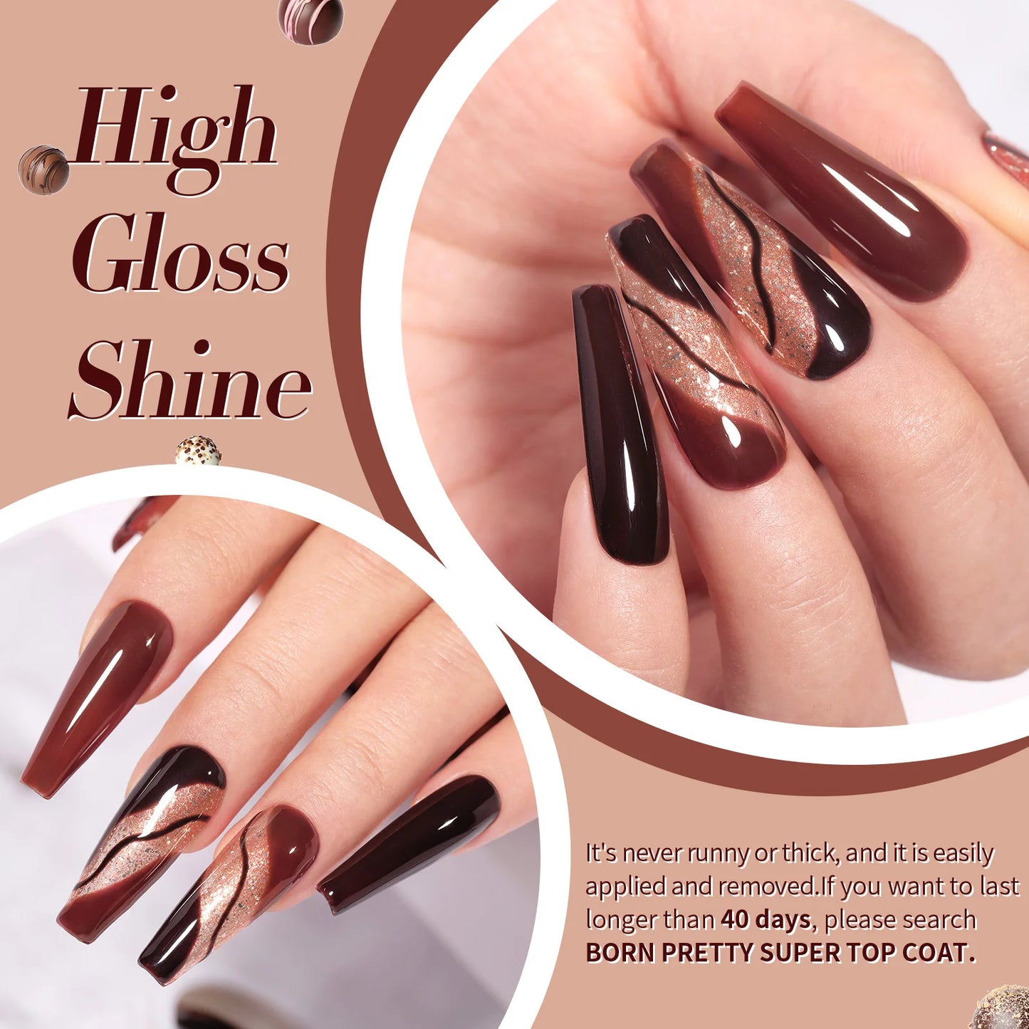 BORN PRETTY Brown Fall Gel Nail Polish Set 6 Colors Burgundy Red Soak Off Gel Polish Kit for Salon and Nail Art DIY at Home