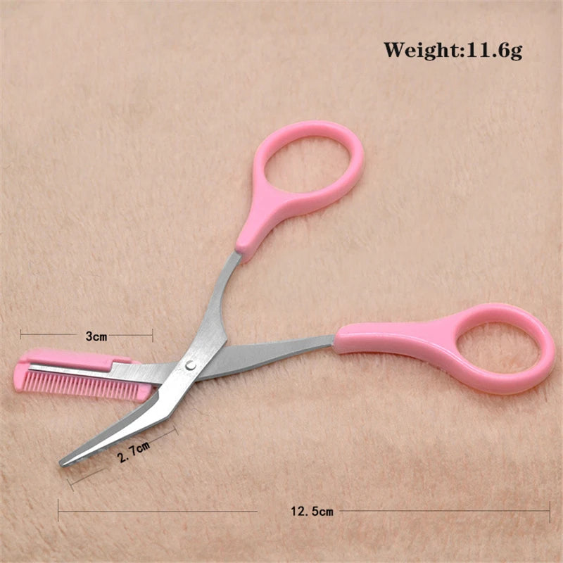 1 Pcs Eyebrow Trimmer Scissor with Combs Facial Eyebrow Shaping Shaver Grooming Brow Hair Removal Razor Women Makeup Accessories