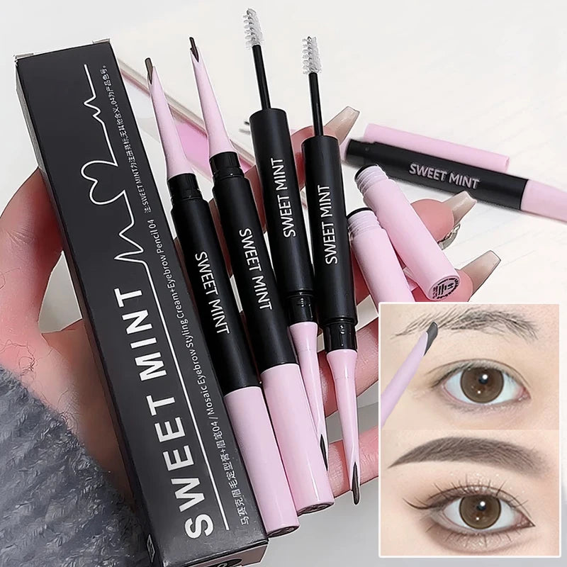 2 in 1 Eyebrows Gel Styling Eyebrow Pen Transparent Fixed Gel Brow Enhancers Long Lasting Non-Smudging Makeup Tools for Eyebrows