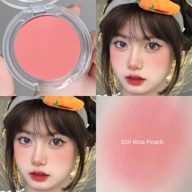 Single Color Blush Matte Natural Cheek Tint Waterproof Face Contouring Cosmetics Blush Powder Brighten Face Soft Female Makeup