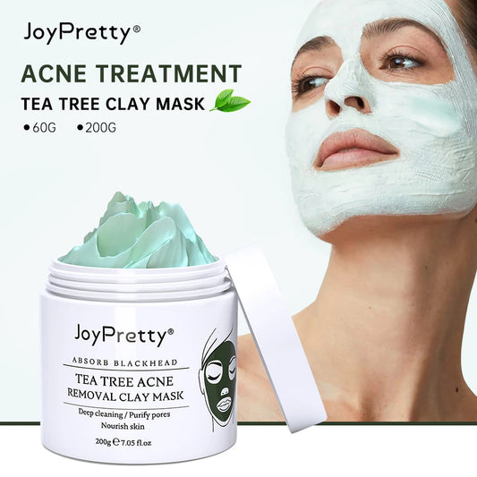 Tea Tree Face Mask Skin Care Deep Cleaning Oil Control Facial Masks Men Women Green Clay Mud Moisturizing Skincare Beauty 200g