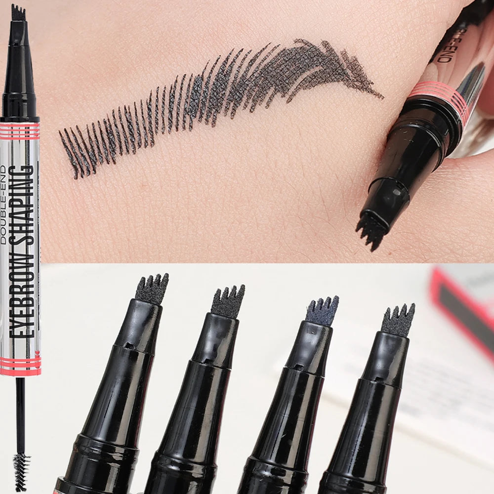 4 Point Eyebrow Pencil Double-headed Eyebrows Transparent Styling Gel Waterproof Lasting Black Brown Brow Pomade Makeup Cosmetic