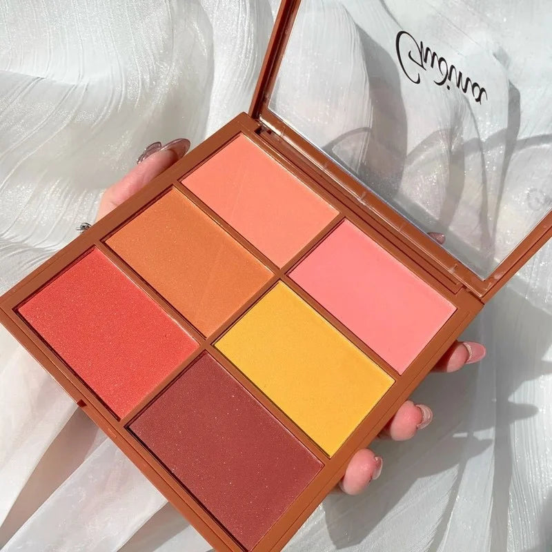 6 Colors Matte Blush Palette Cute Sunburn Makeup Palette Peach Pumpkin Color Lasting Nature Water Proof Quality Female Cosmetic