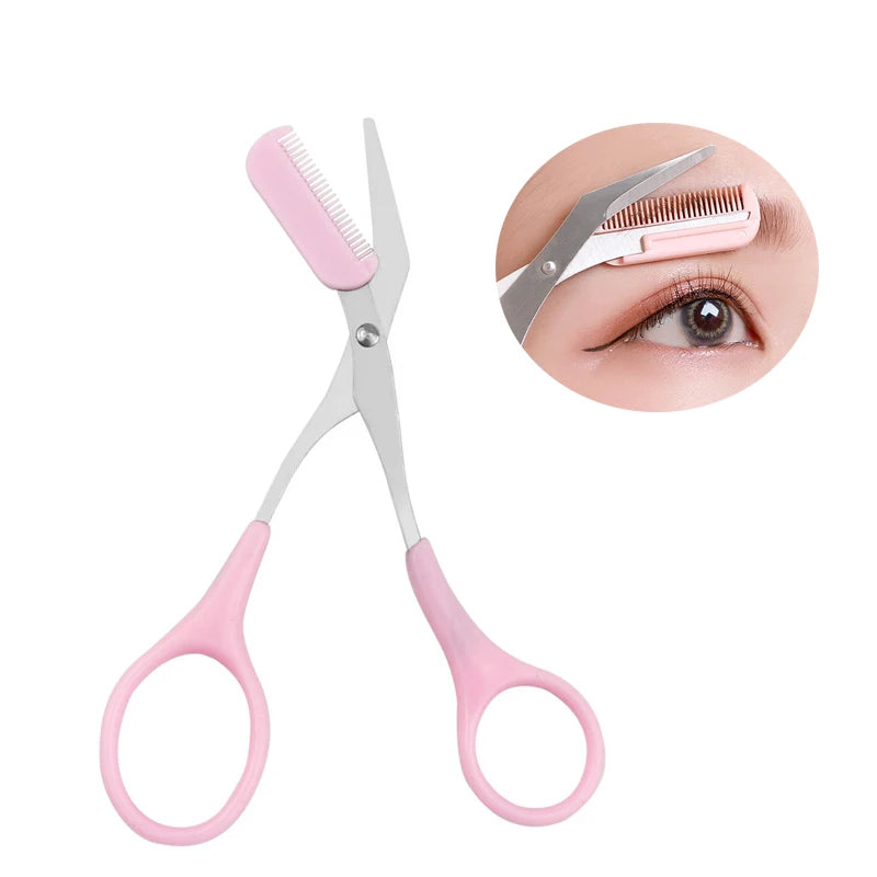 Eyebrow Trimmer Scissor with Comb Facial Hair Removal Grooming Shaping Shaver Removable Women Cosmetic Makeup Tools Accessories