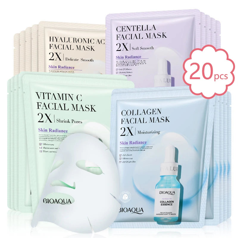 BIOAQUA Centella Collagen Face Mask VC Moisturizing Refreshing Sheet Masks Hyaluronic Acid  Facial Mask Skin Care Products