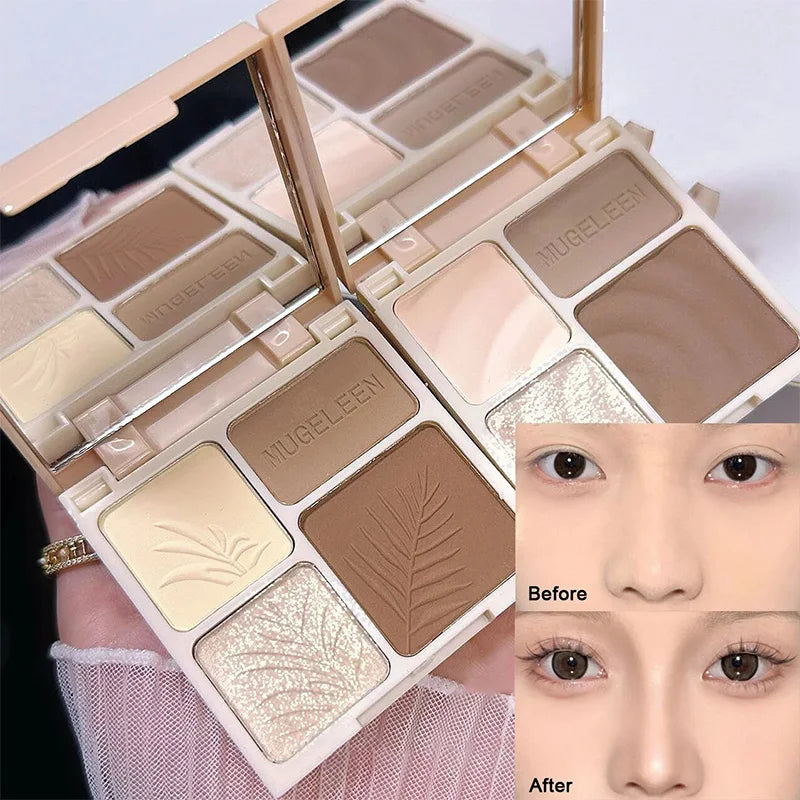 Facial Highlighter Makeup Matte Palette 3D Nose Shadow Cosmetics Face Contouring Shadow Palette Face Beauty Makeup Tool 4Colors