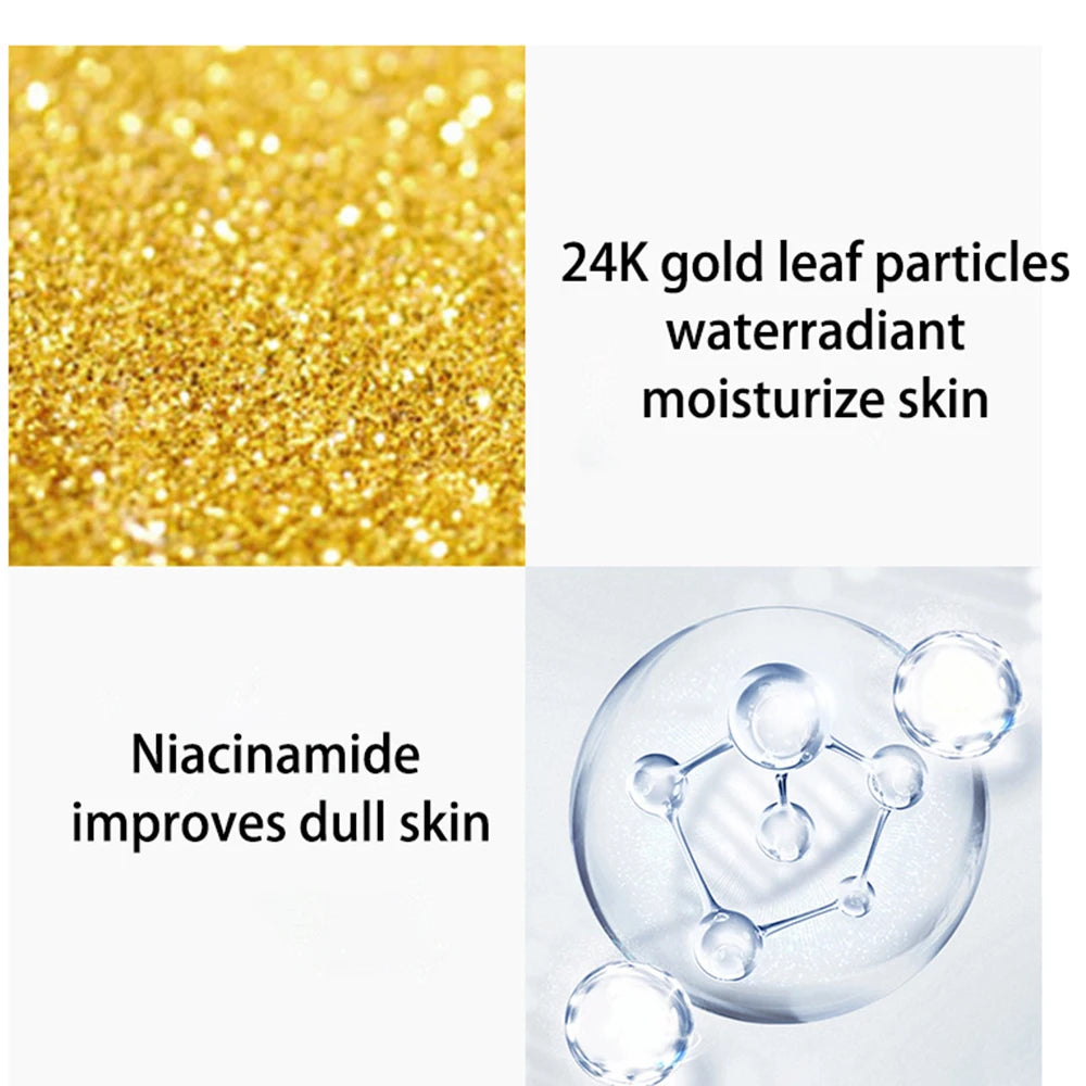 24K Gold Nicotinamide Face Toner Moisturize Oil Control Shrink Pores Anti Aging Fade Fine Lines Brighten Tone Skin Care 300ml