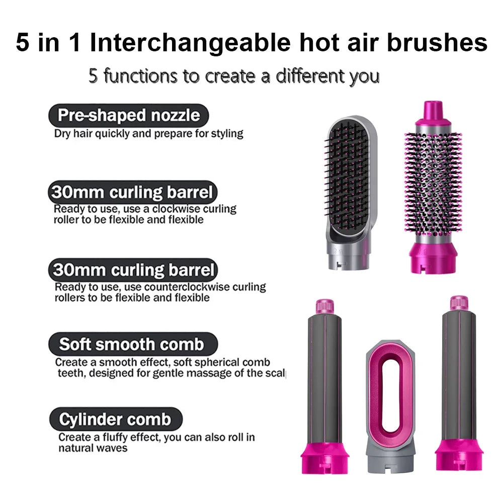 Hair Dryer 5 in 1 Multifunctional Professional Hairdresser Straightener with Hair Brush Blow Dryer for Hair Multi Styler