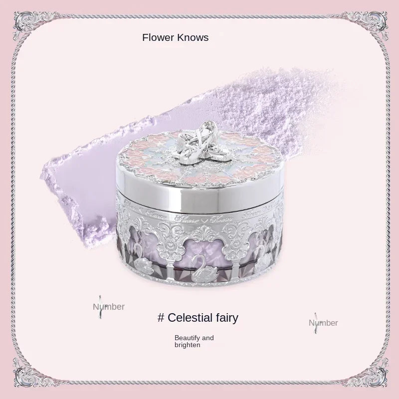 Flower Knows Swan Ballet Setting Loose Powder Makeup Matte Finishing Oil Control Rose Scent Loose Powder