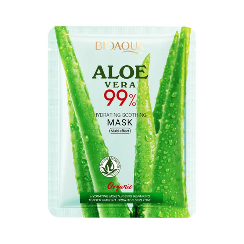 BIOAOUA Aloe Hydrating Soothing Facial Mask Moisturizing Preventing Roughness and Dryness Face Mask Sheet Skin Care