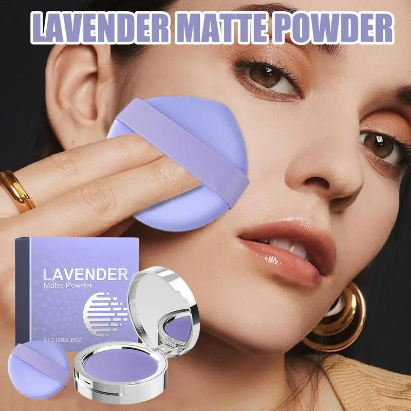 Lavender Makeup Powder With Puff Oil Control Setting Powder For Smooth And Even Complexion Blurring Effect Soft Matte Powder