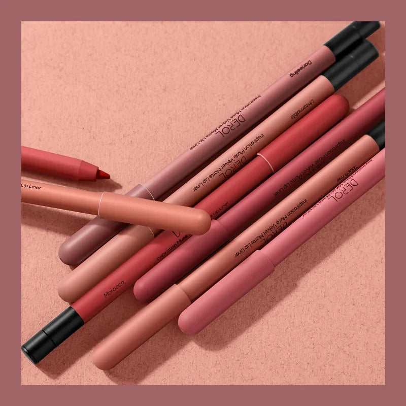 Waterproof Lip Liner Pencil Sexy Red Matte Contour Tint Lip Liner Long Lasting Non-stick Cup Nude Lipstick Lips Makeup Cosmetic