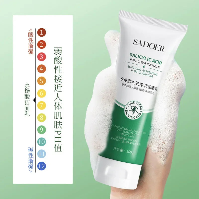 Salicylic Acid Deep Cleaning Cleanser Remove Blackheads Clarifying Pores Oil Control Soothing Refreshing Cleanser Face Washing