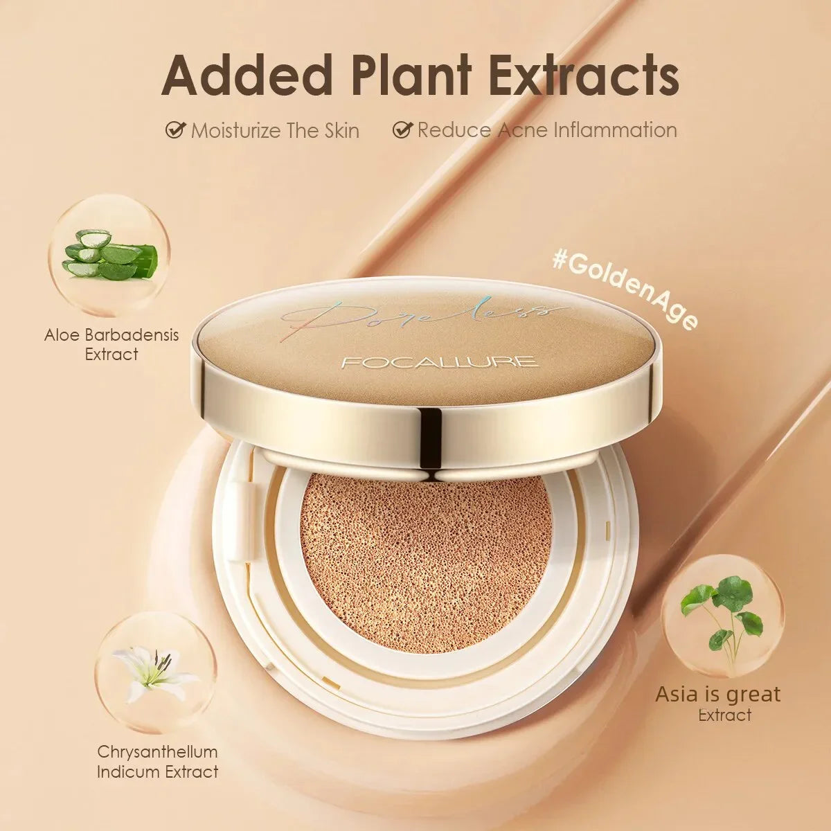 FOCALLURE Waterproof Matte Air Cushion Poreless BB＆CC Cream High Coverage Oil-control Soft Face Makeup Foundation