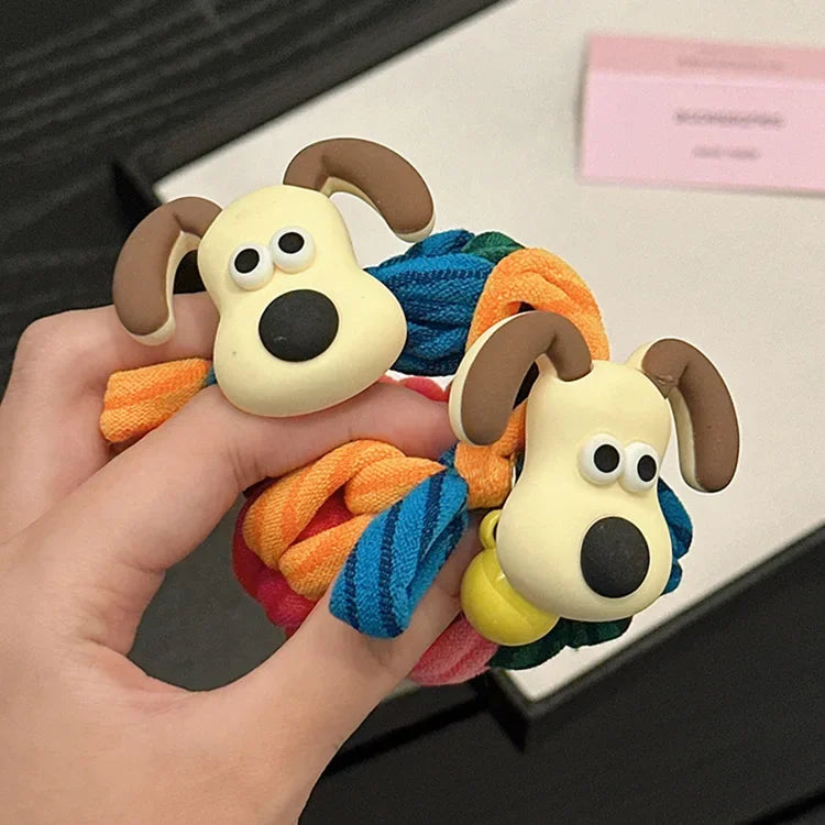 Korean Cute Dog Elastic Hair Bands Kawaii Cartoon Rainbow Hair Rope Ties Hairbands Headwear Girls Kids Hair Accessories