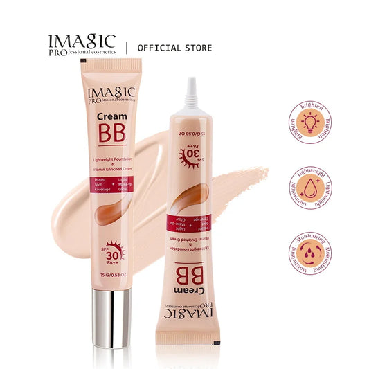 Foundation BB Cream Sunscreen Smooth Coverage SPF30 PA++ Long Lasting Light Makeup Glow