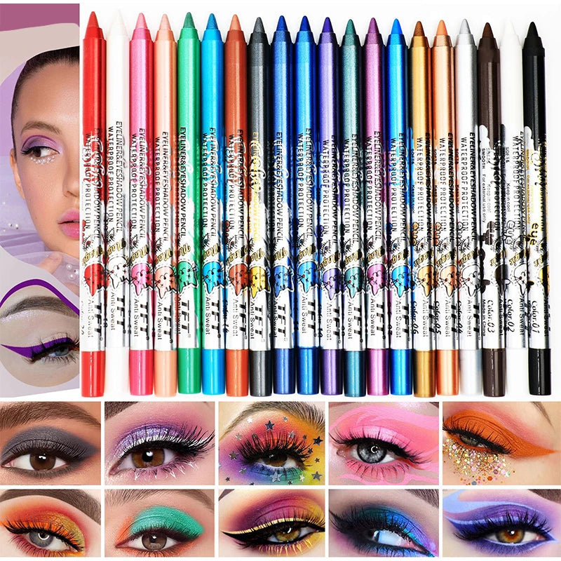 Quick-dry Eyeliner Pencil Colorful Long-lasting Eye Liner Pen Waterproof No Blooming Blue Pink Cosmetics Tools 14 Colors