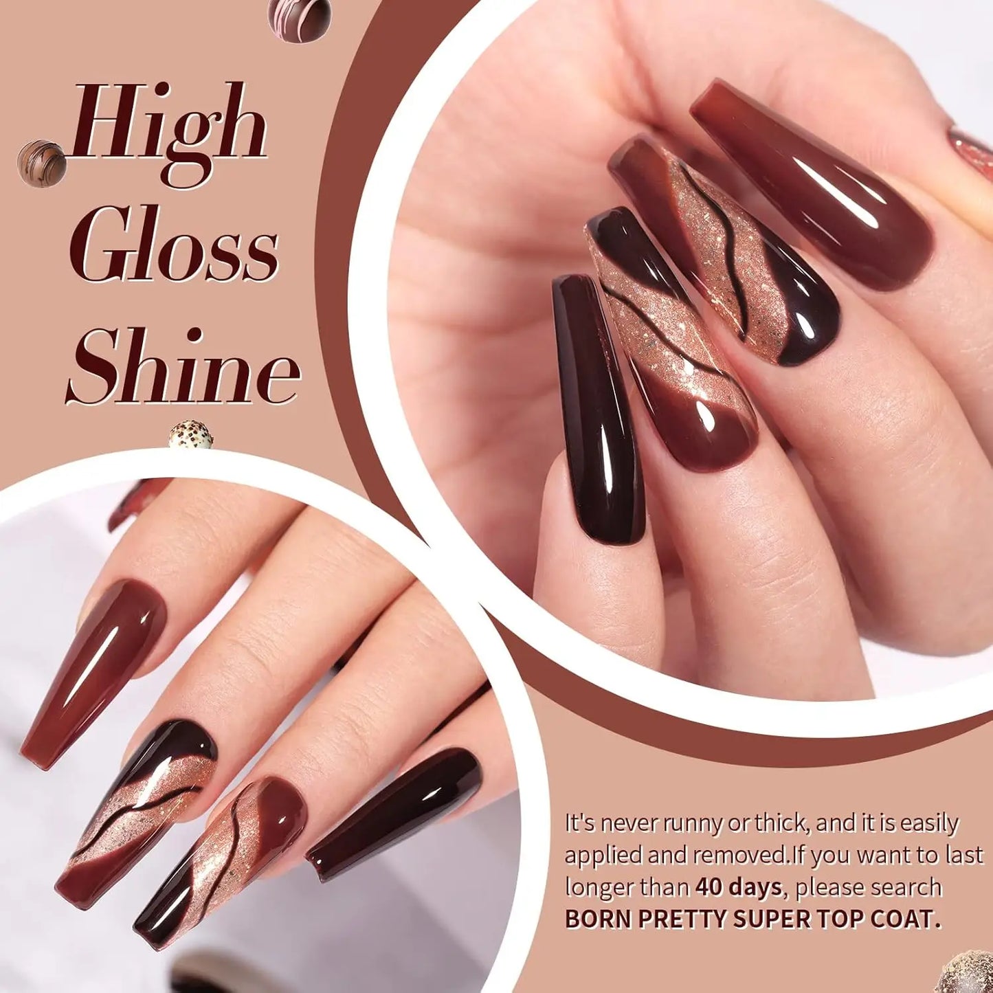 BORN PRETTY 10ml Burgundy Wine Red Gel Nail Polish Set Earth Brown Autumn Color Collection Soak Off UV LED Nail Gel Polish Kit