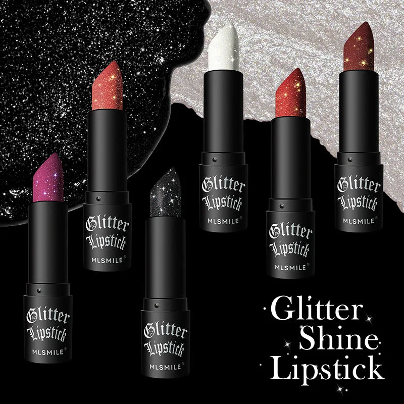 Waterproof Glitter Lipsticks Punk Style Nude Matte Not Fading Pearlescent Sexy Red Pink Velvet Lipsticks Lips Makeup Cosmetic