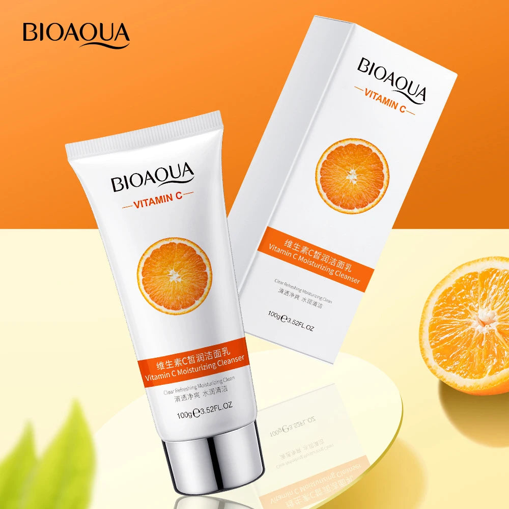 BIOAQUA Vitamin C Facial Cleanser Deeply Cleansing Oil Control Moisturizing Blackhead Removal Skin Care Face Wash Foam Cleanser