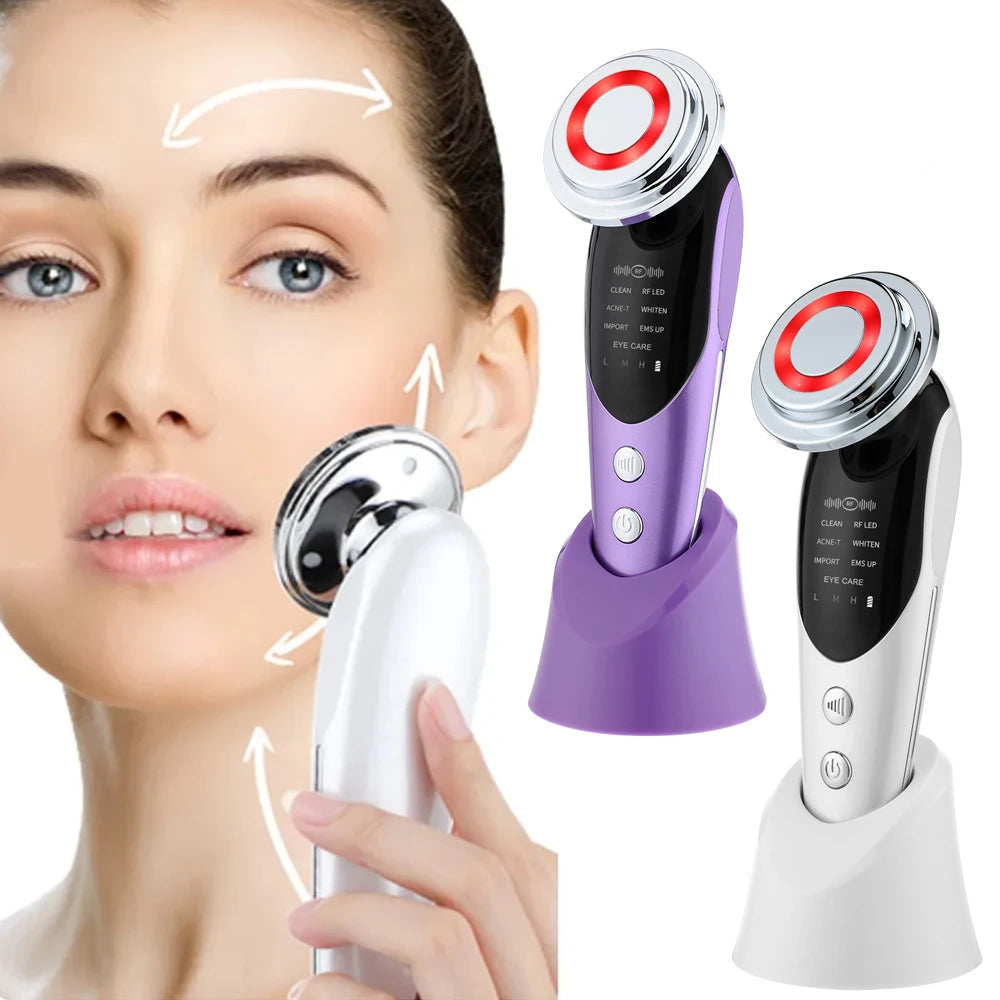 7 in 1 Face Lifting Device EMS RF Microcurrent Skin Rejuvenation Facial Massager Light Therapy Anti Aging Wrinkle Beauty tool