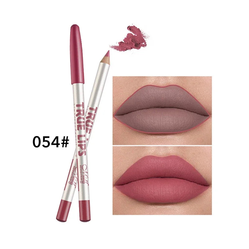 6/12Pcs/Set Cosmetic Nude Matte Lipstick Pen Wooden Lip Liner Waterproof Lady Lip Liner Soft Pencil Contour Makeup Lipstick Tool