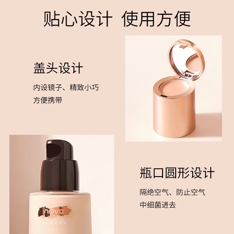 NOVO Professional new liquid foundation concealer cream 2 in 1 face base korean lasting makep