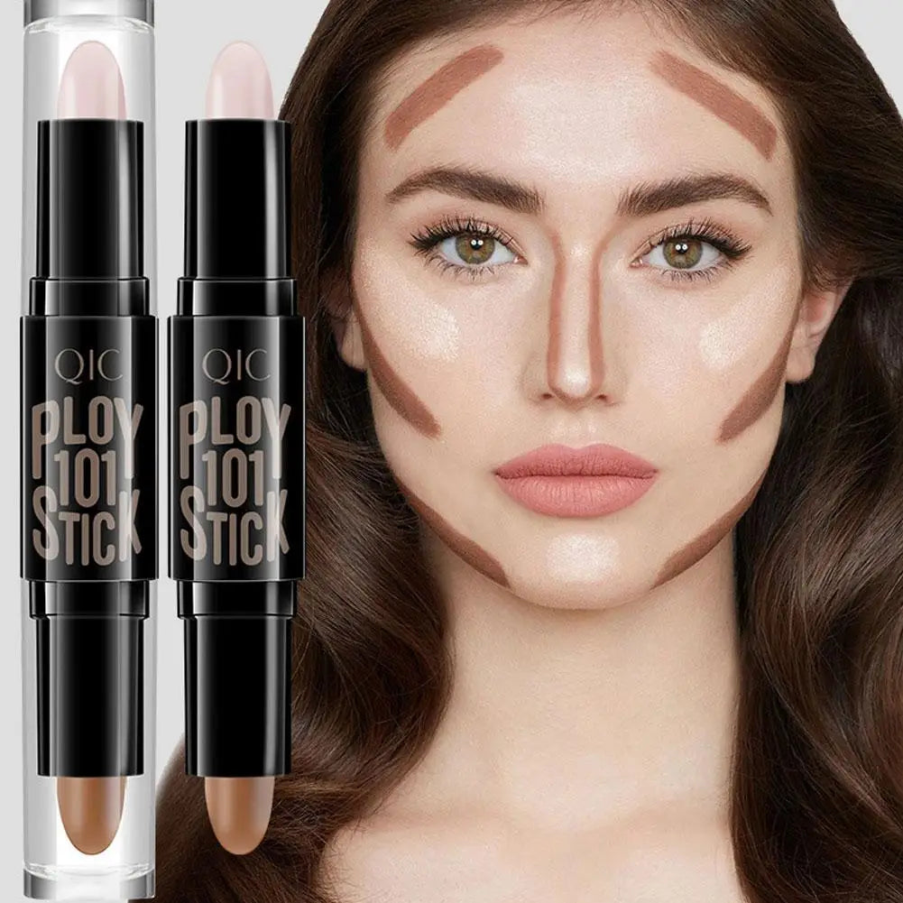 Double-head V Face Stick Highlighter Trimming Stick Shadow Pen High Gloss Stick Long-lasting Makeup Bronzer Concealer Contouring