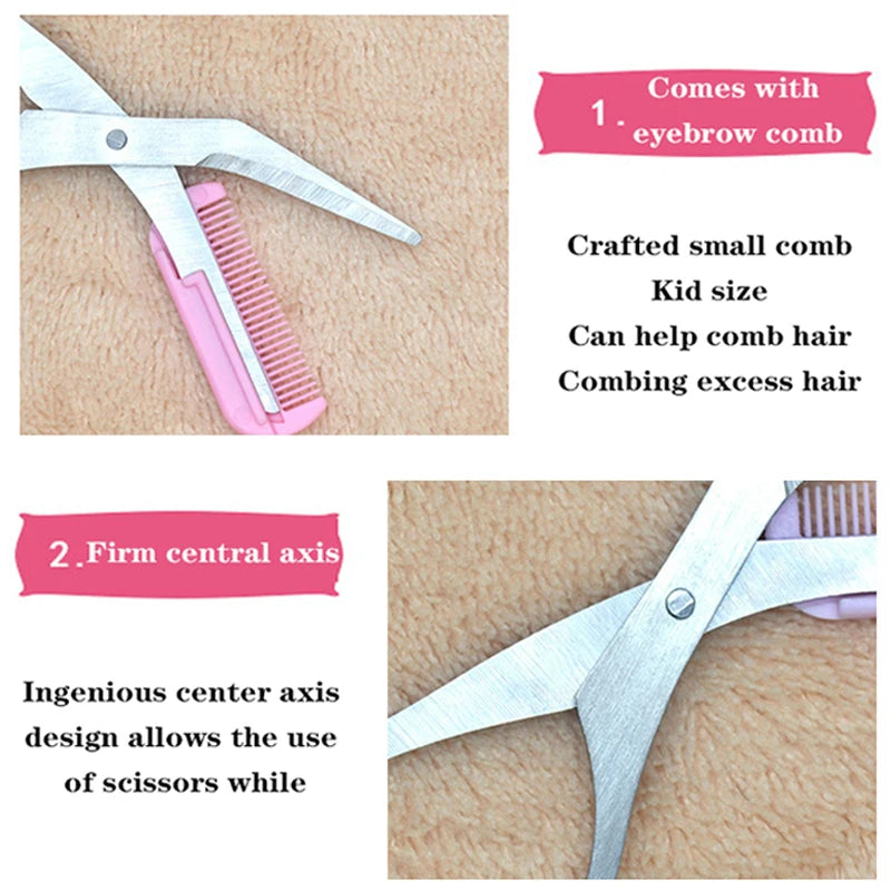 1 Pcs Eyebrow Trimmer Scissor with Combs Facial Eyebrow Shaping Shaver Grooming Brow Hair Removal Razor Women Makeup Accessories