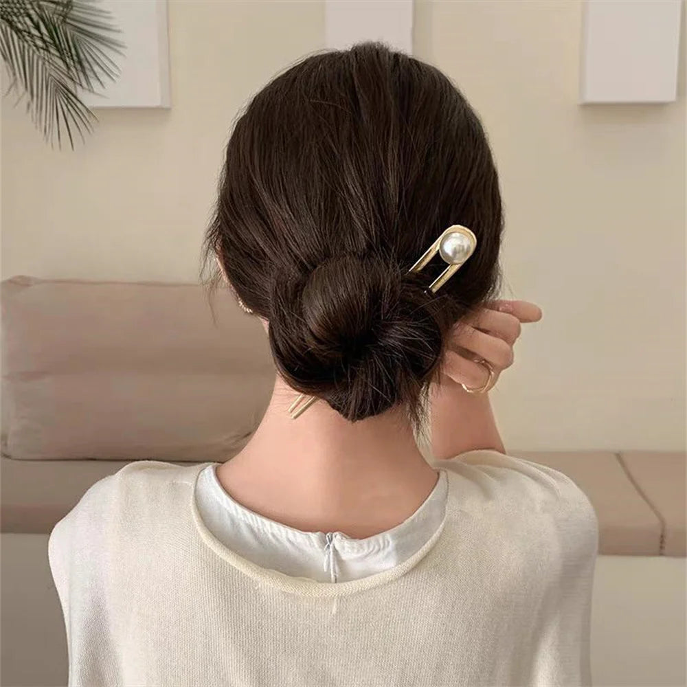 U Shape Hair Clips Women Wedding Party Engagement Hair Styling Accessories Black Hairpins Metal Barrettes Hair Stick