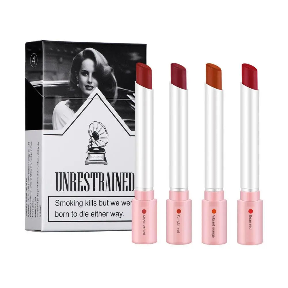 4 Colors Cigarette Lipstick Set Matte Lip Gloss Long Lasting Lip Glaze Waterproof Lip Stick Tube Nude Lip Tint Makeup Cosmetics