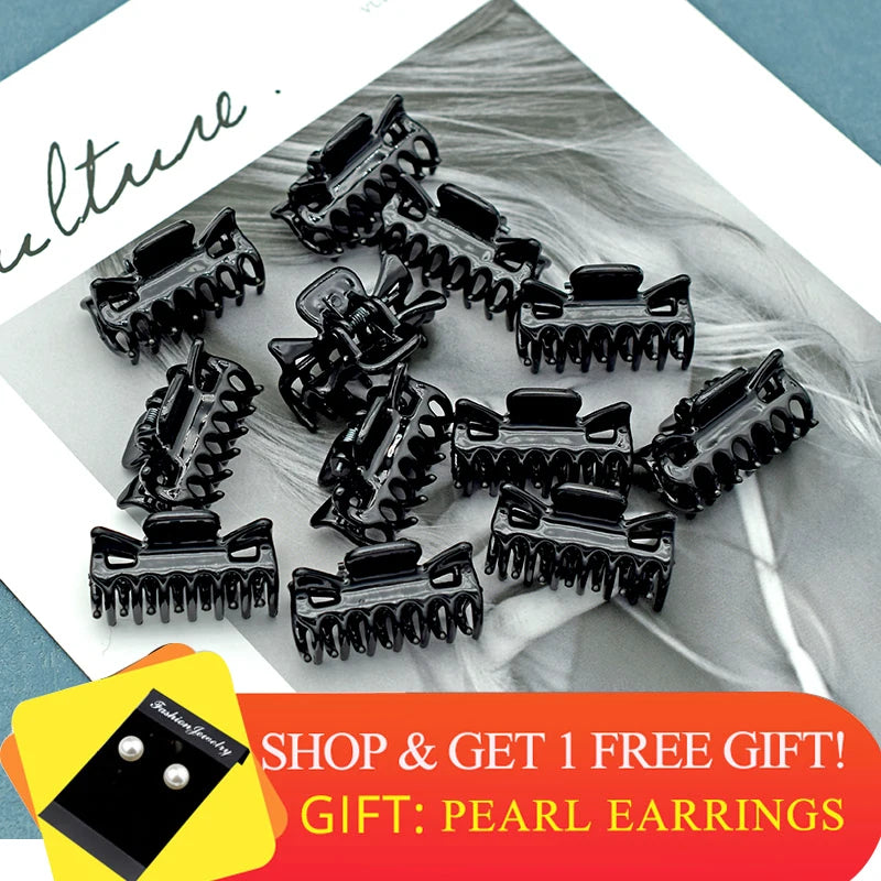 12pcs/lot 3.5 cm Butterfly Hair Claw Clips for Women Hairpin Girls Hair Accessories Black Brown Transparent Hairclips Gift