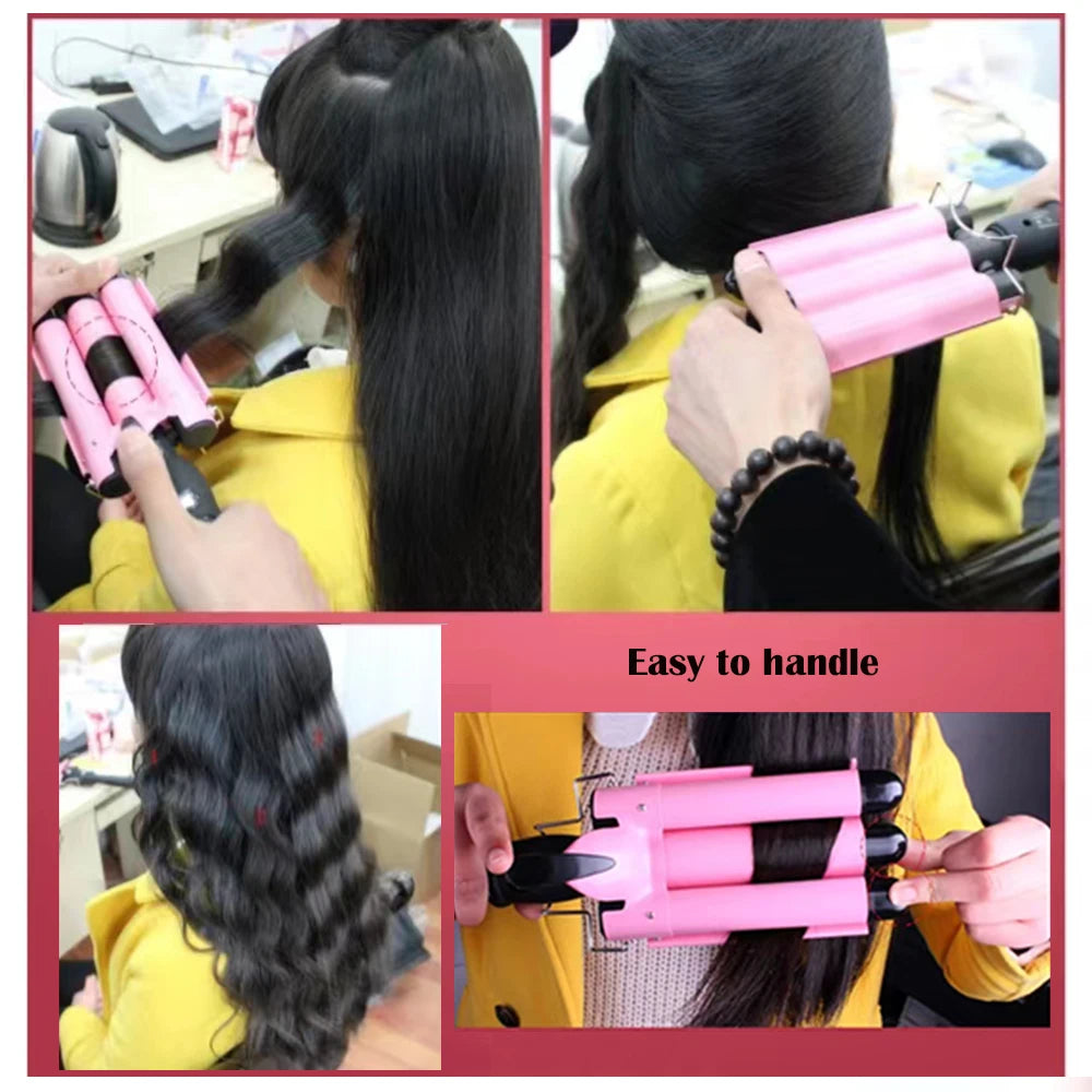 Electric Curler Curler Three Tube Curler Water Ripple Hair Stylist Hair Design Tool 22mm/25mm Hair Styling Instruments