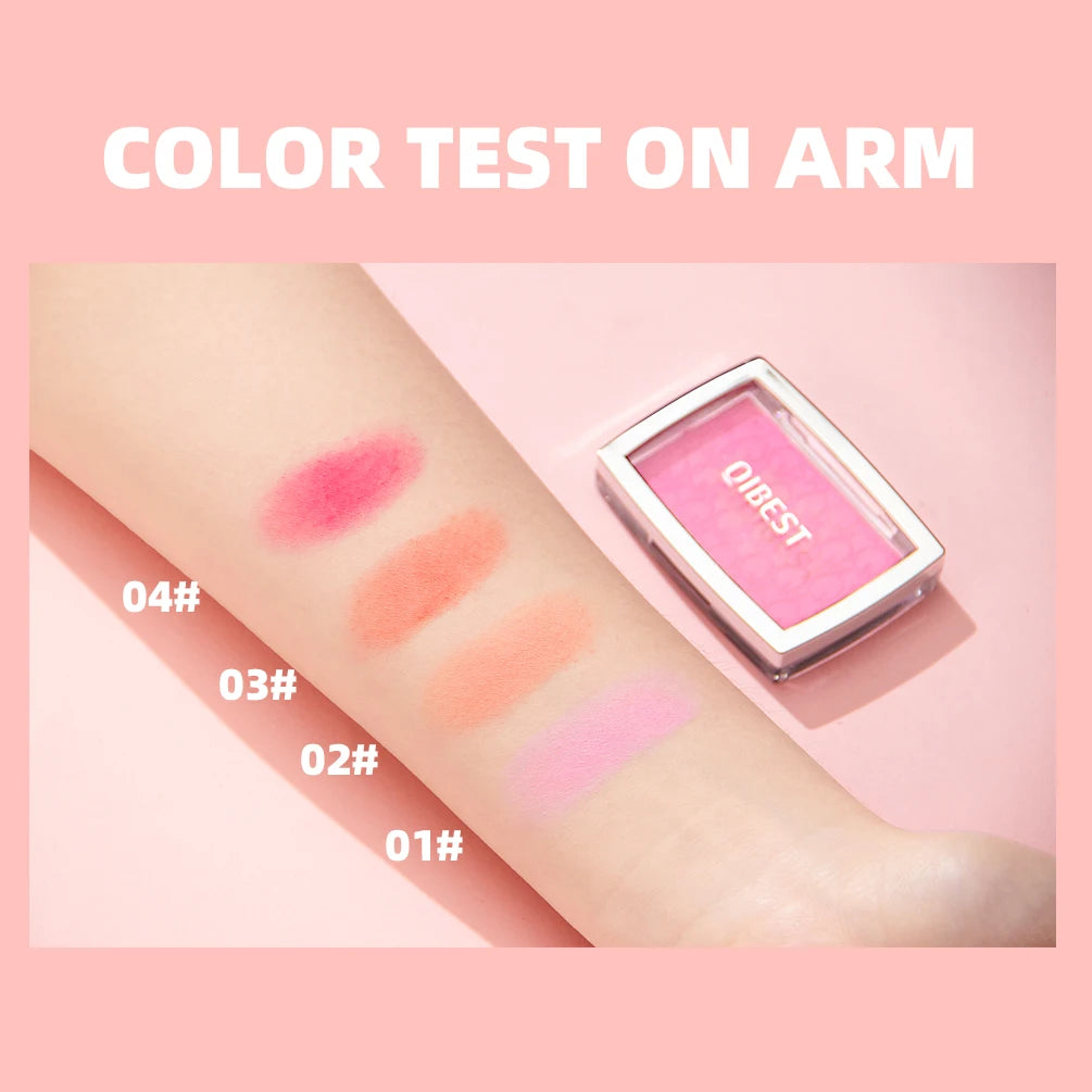 QIBEST Single Color Blush Palette Natural Cheek Tint Blush Face Blusher Cosmetics Cheek Rouge Brighten Face Soft Female Makeup