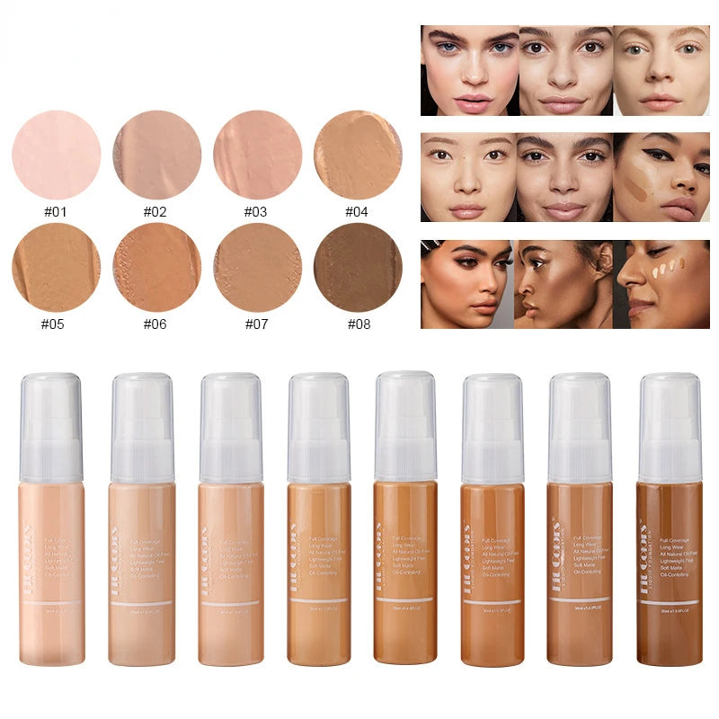 Waterproof Matte Face Liquid Foundation Full Coverage Whitening Face Concealer Makeup Base Cream Cosmetics for Women