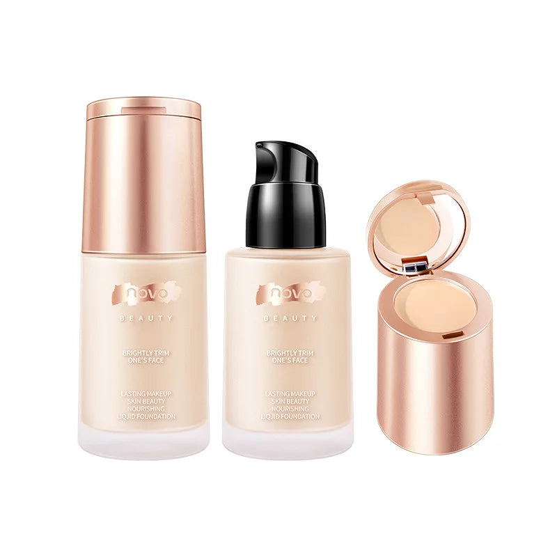 NOVO Professional new liquid foundation concealer cream 2 in 1 face base korean lasting makep