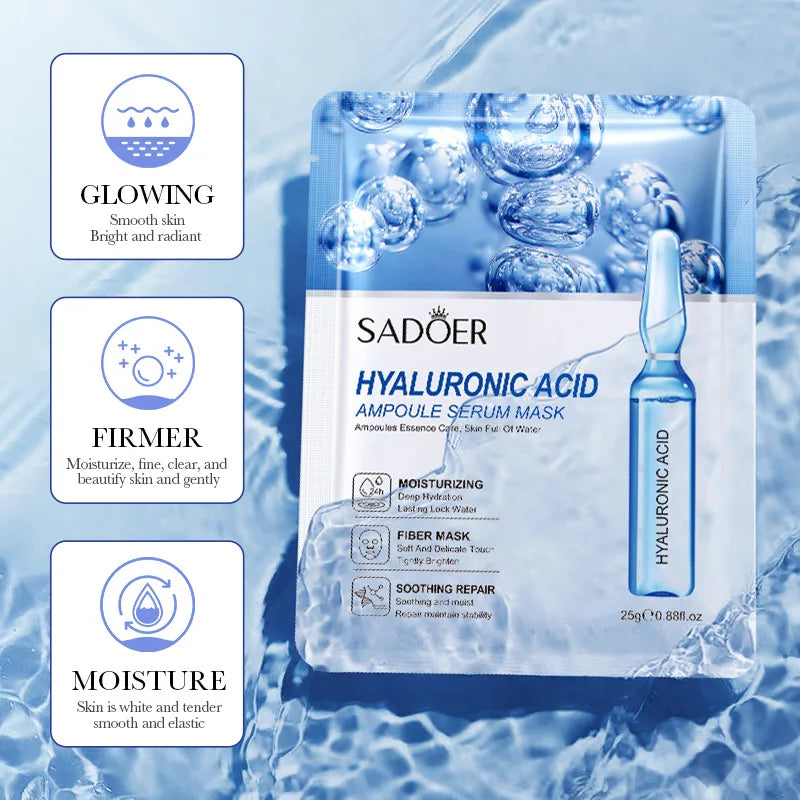 Hyaluronic Acid Hydrating Facial Mask Sheet Masks For Face Hydrating Shrinking Pores Moisturizing Face Masks Skin Care