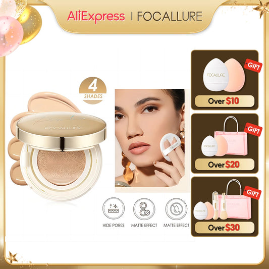 FOCALLURE Waterproof Matte Air Cushion Poreless BB＆CC Cream High Coverage Oil-control Soft Face Makeup Foundation