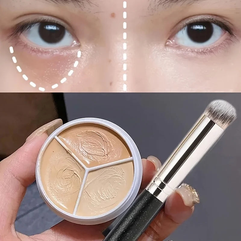 3 Colors Brand Foundation Concealer for Dark Circles,Tears,Freckles,Acne,Pigmentation blemishes Waterproof Full Coverage Makeup