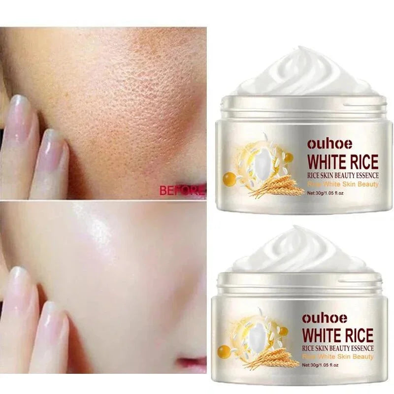 White Rice Whitening Face Serum Cream Anti-Wrinkle Fade Fine Line Remove Dark Spots Melanin Anti-aging Brighten Repair Skin Care