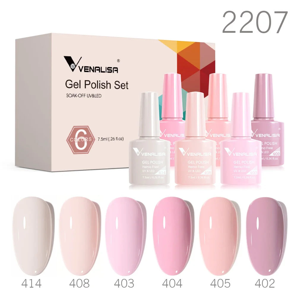 6/12pcs/lot Venalisa Gel Nail Polish New Arrival VIP Kit Nude Natural Color Series Brown Earth Coffee Rubber Base Coat Jelly Gel