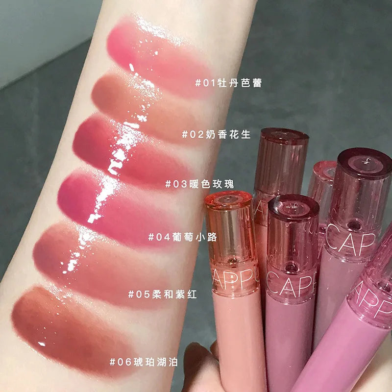 Cappuvini Juice Lip Gloss Jelly Mirror Gloss Lipstick Long Lasting Moisturizer Water Light Lipstick Affordable Makeup Cosmetics