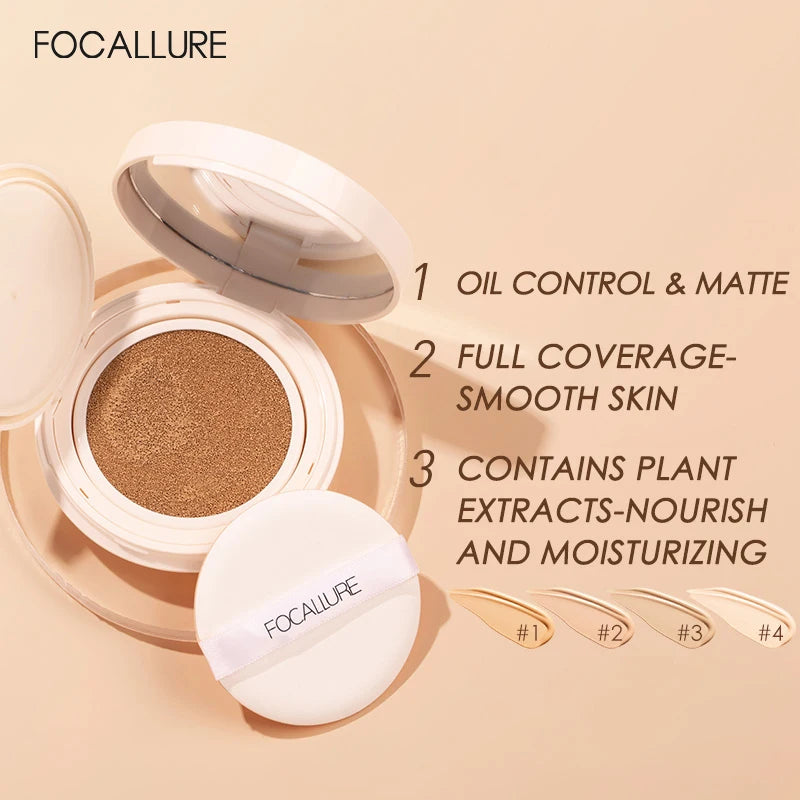 FOCALLURE Air Cushion Matte Face Foundation Concealer Oil-control Long-Lasting Moisturize BB CC Cream Face Base Makeup Cosmetics