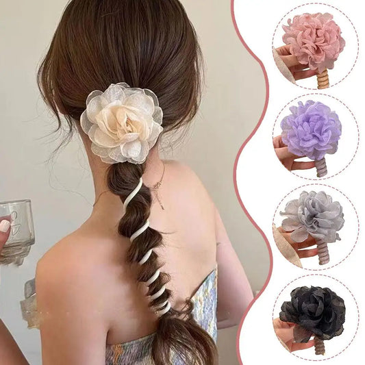 Floral Telephone Wire Hair Loop Super Fairy Hair Band Bubble Hair Rope Hair Magic Hair Braid Clips Girls Accessories Head W2A7