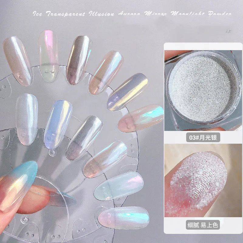 Crystal Plating Nail Powder Clear Ultra Bright Electroplating Effect Moonlight Metallic Powders Mirror Effect Pigment Powder